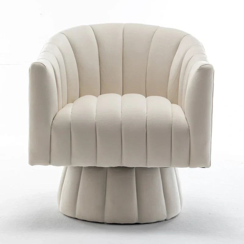 SEYNAR Contemporary Glam Velvet Round Swivel Accent Barrel Chair for Living Room