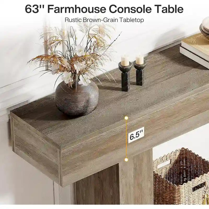 Rustic 2-Tier Entryway Table for Living Room, Hallway, and Foyer