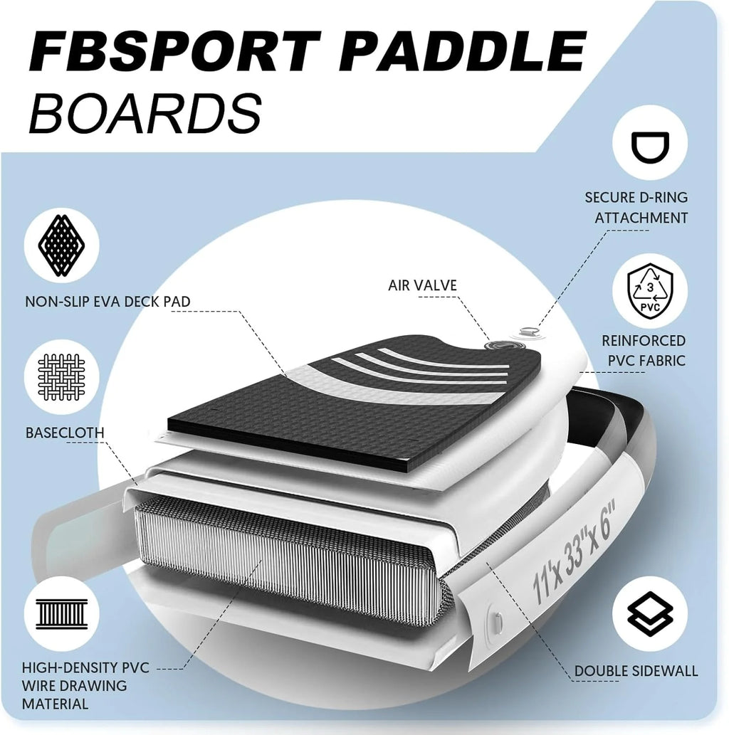 Premium Stand Up Paddle Board Yoga Board with Durable SUP Accessories & Carry Bag | Wide Stance Surf Control Non-Slip Deck Leash Paddle and Pump for Youth & Adult
