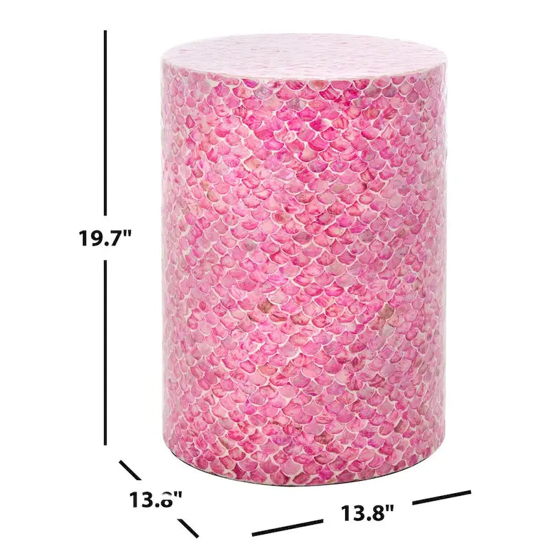 SAFAVIEH Rilla Dark Pink Round Accent Table - Dimensions: 13.8" W x 13.8" L x 19.7" H