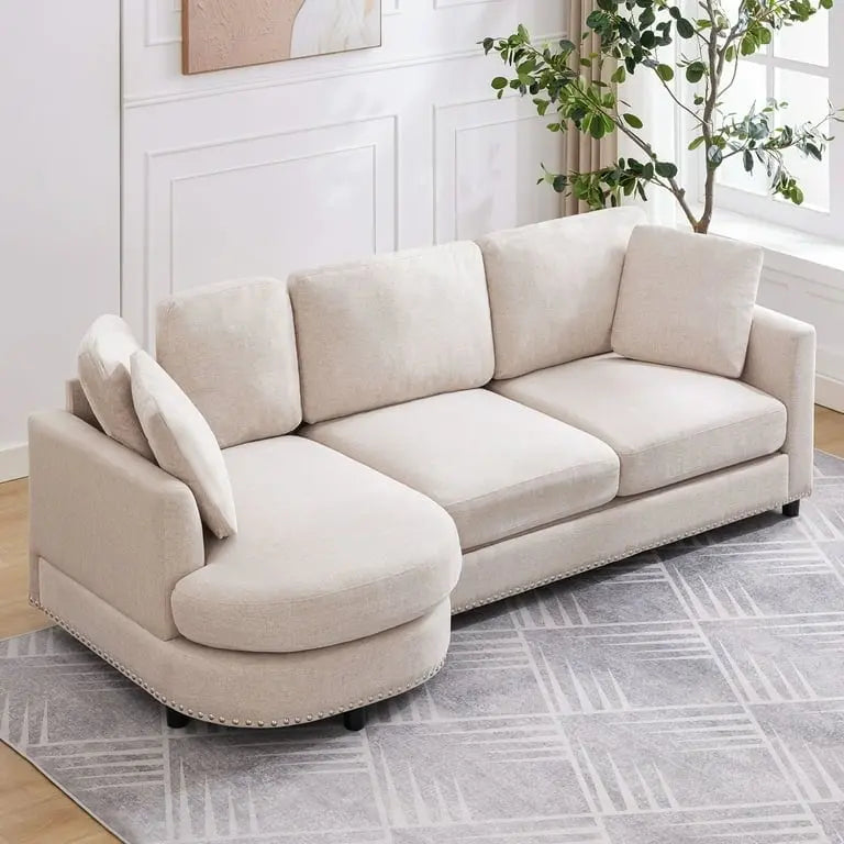 L Shape Sectional Sofa with Chaise and Cushioned Seating