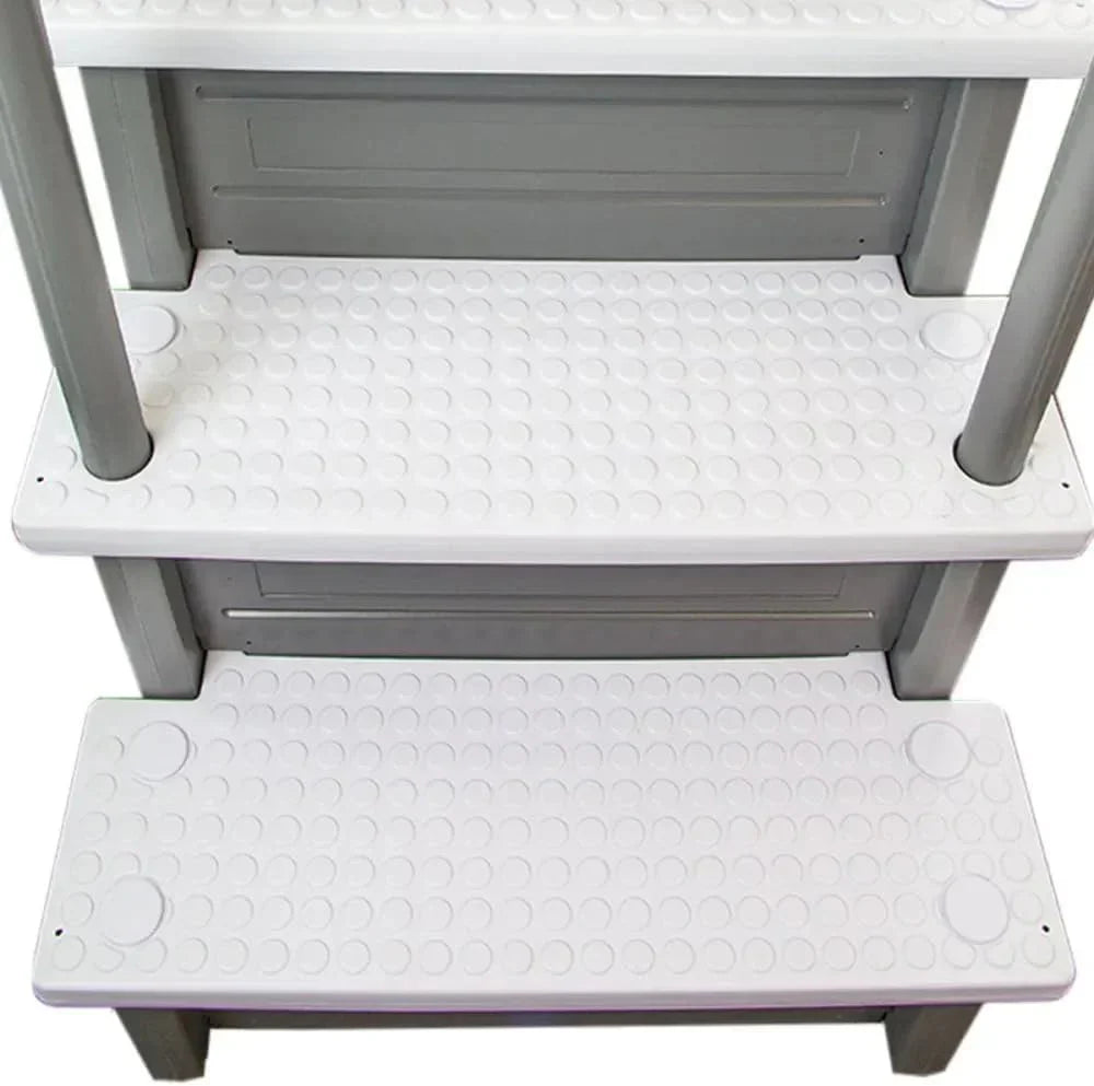 Non-slip entry steps for pools | Grey | For above-ground pools | Can be installed on terraces with a height of 122 to 137 cm | Load capacity up to 136 kg