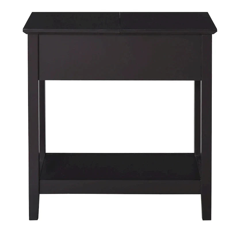 HOMCOM Flip Top End Side Table with Cabinet and Bottom Shelf – Stylish Storage Solution for Bedroom