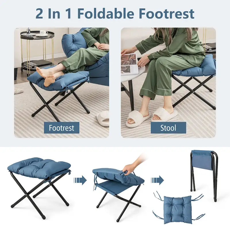 Gymax Folding Footrest Lazy Sofa Chair - Accent Leisure Armchair