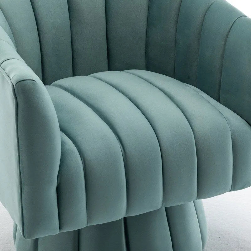 SEYNAR Set of 2 Modern Glam Velvet Upholstered Round Swivel Accent Barrel Chairs