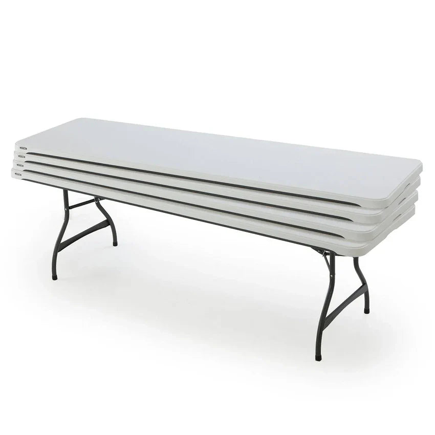 4-Pack Commercial Stacking 8 ft Folding Table - White (80344)