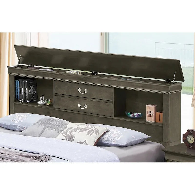 Louis Philippe Queen Platform Bed with Storage