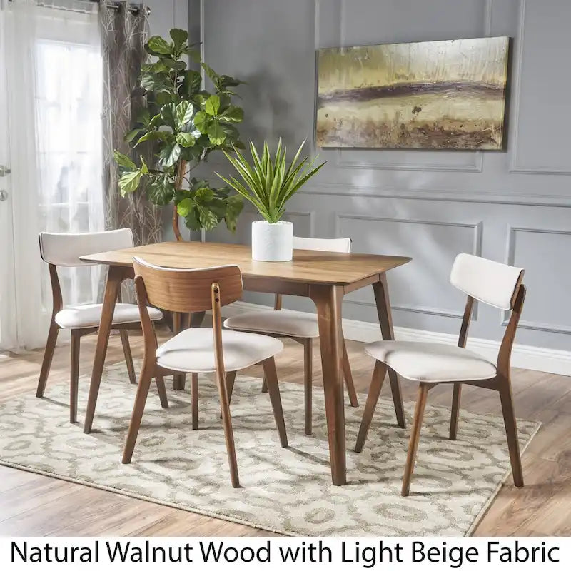 Megann Mid-Century 5-Piece Rectangular Wood Dining Set by Christopher Knight Home
