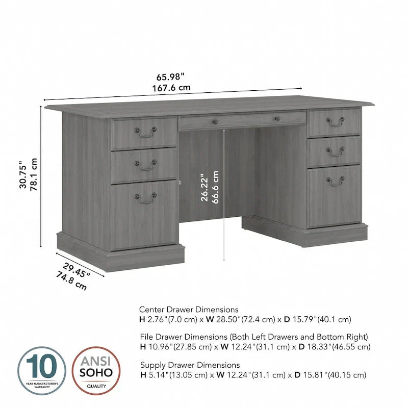 Saratoga Executive Desk with Drawers and Storage by Bush Furniture