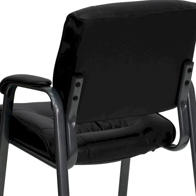 LeatherSoft Executive Lounge Chair with Titanium Gray Frame for Reception Areas