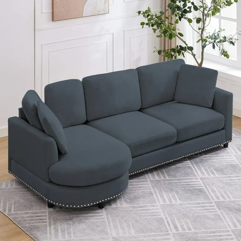 L Shape Sectional Sofa with Chaise and Cushioned Seating