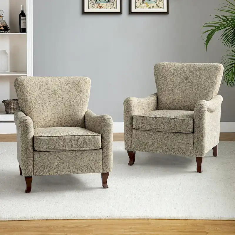 Set of 2 Samouel Contemporary Floral Wingback Armchairs by HULALA HOME