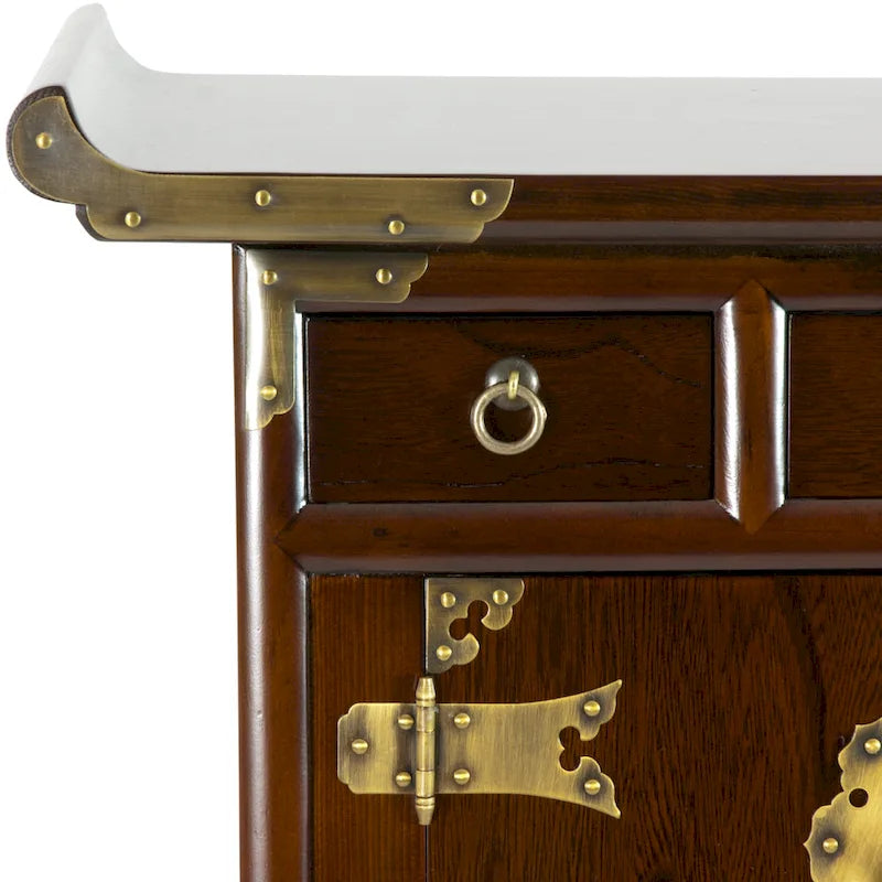 Handcrafted Korean Antique-Style 3-Drawer End Table Cabinet