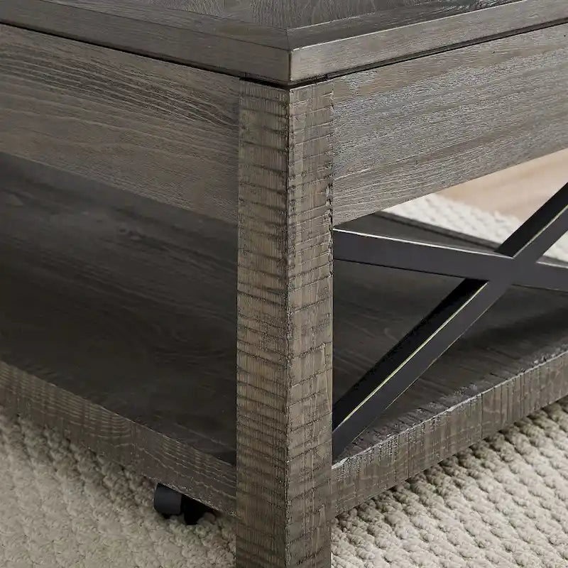 Lift Top Coffee Table with Hidden Storage and Shelf
