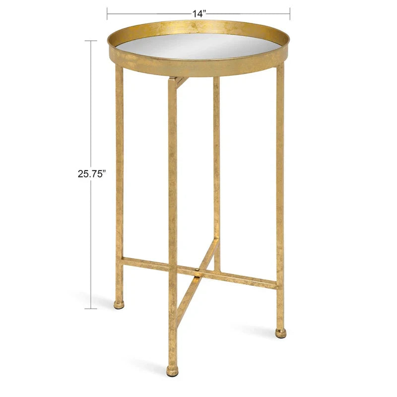 Kate and Laurel Celia Round Metal Folding Accent Table with Tray