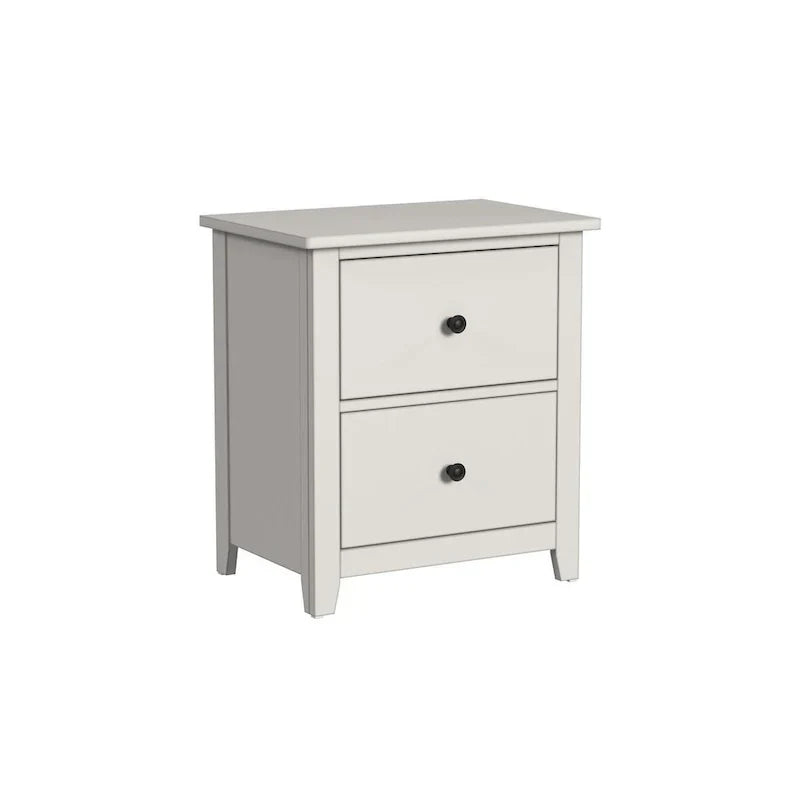 Lodge Cream-Finished Farmhouse Wood Nightstand with 2 Drawers