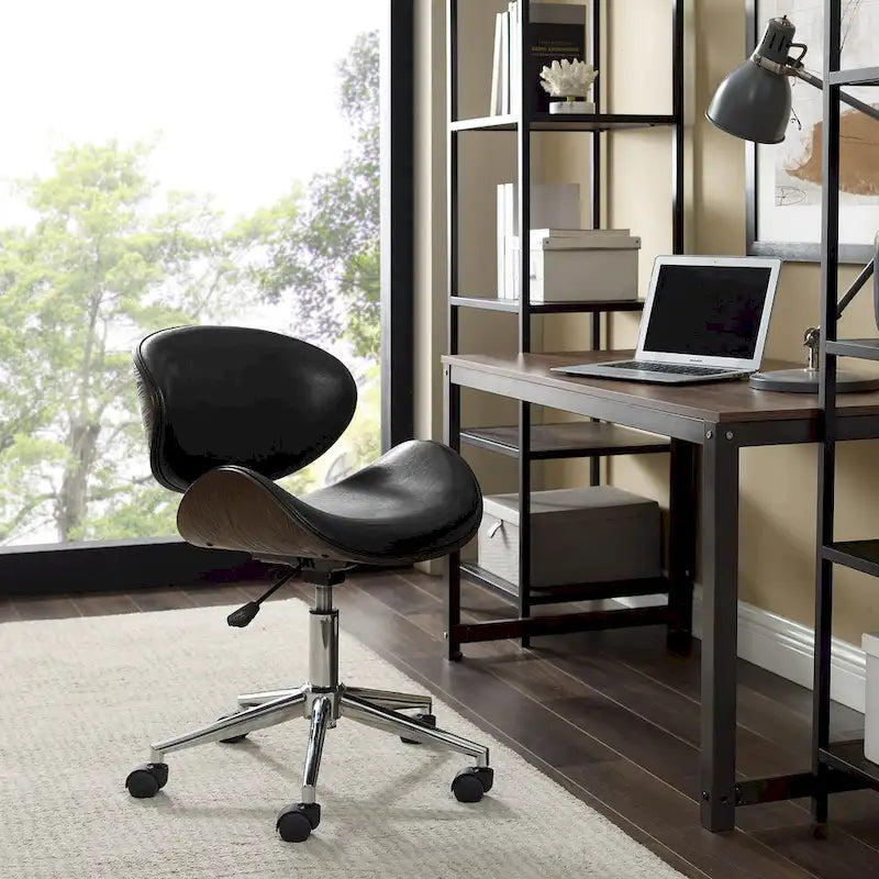 Mid-Century Modern Adjustable Office Chair with Swivel & Casters