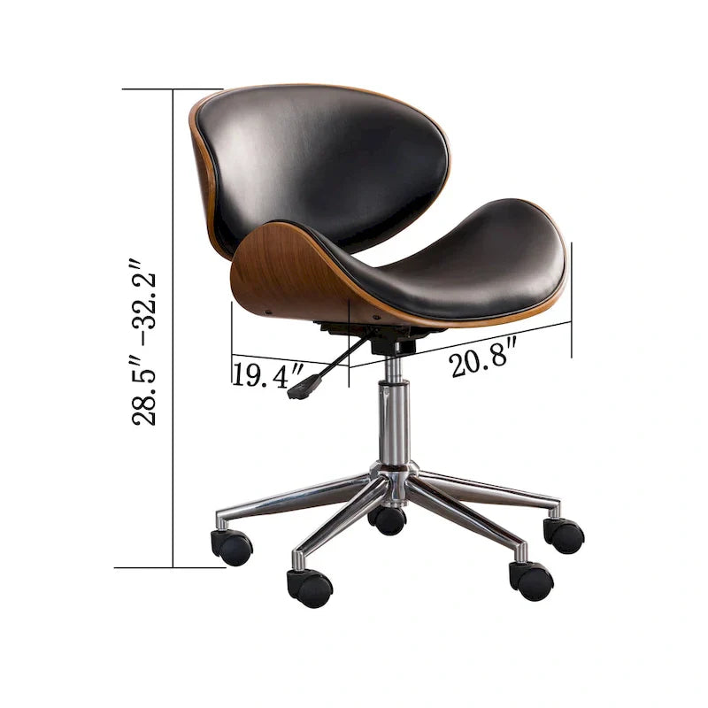 Mid-Century Modern Adjustable Office Chair with Swivel & Casters