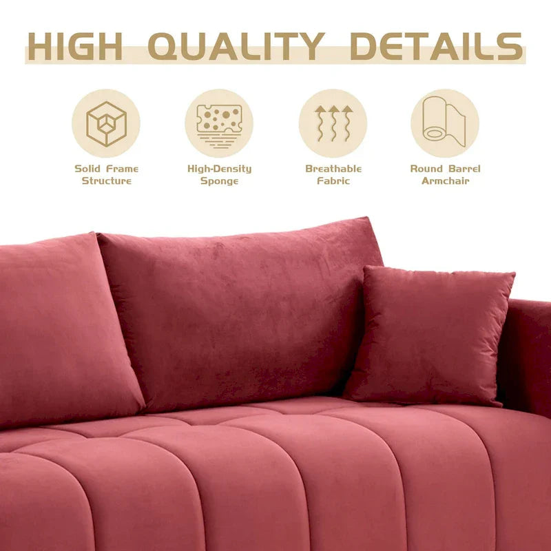 Mid-Century Modern 3-Seat Sofa – Perfect for Living Rooms, Apartments, Lounges, and Bedrooms