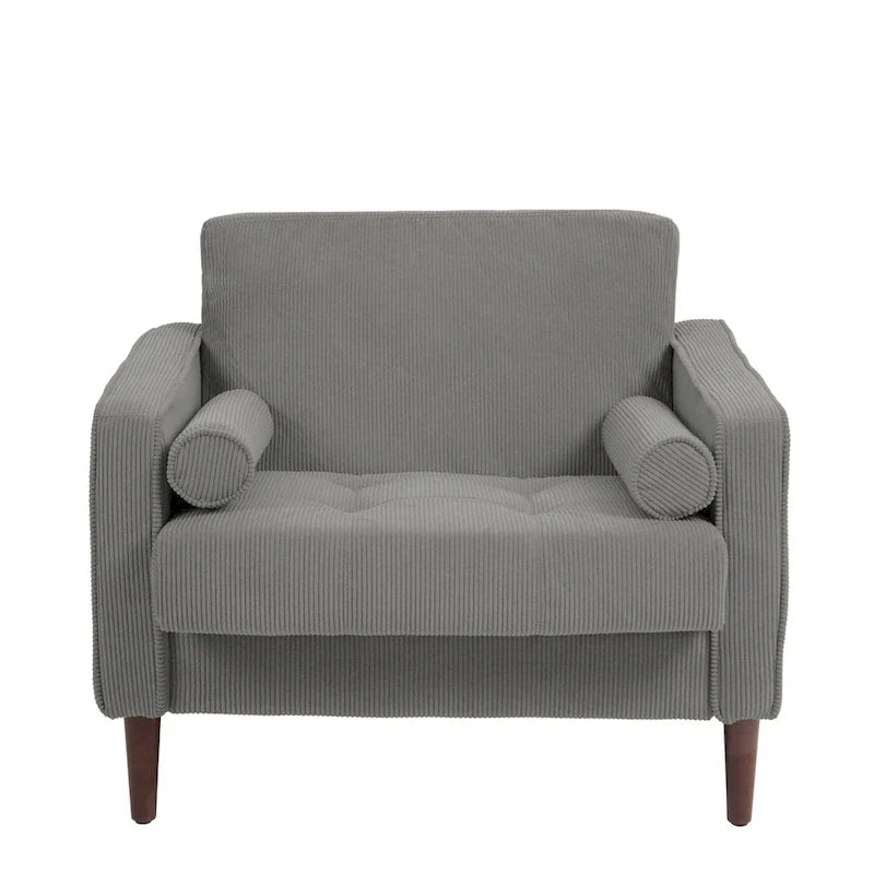Set of 2 Modern Wide Armchairs in Corduroy - Accent Chairs