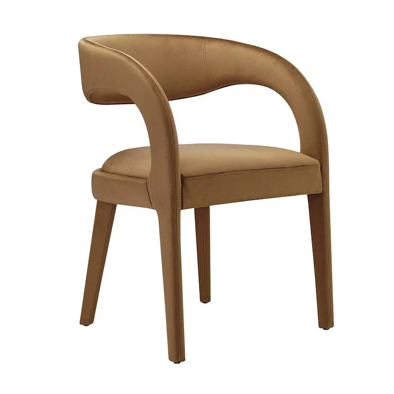 Set of 2 Modern Velvet Dining Chairs Curved Back Upholstered Accent Chairs