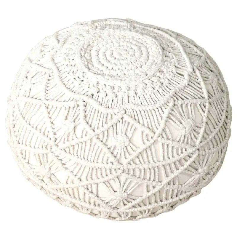 Sevita Mystic Macrame Natural Pouf and Ottoman