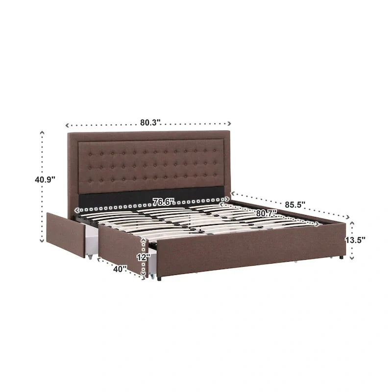 iNSPIRE Q Classic Arlert Tufted Linen Headboard Storage Platform Bed