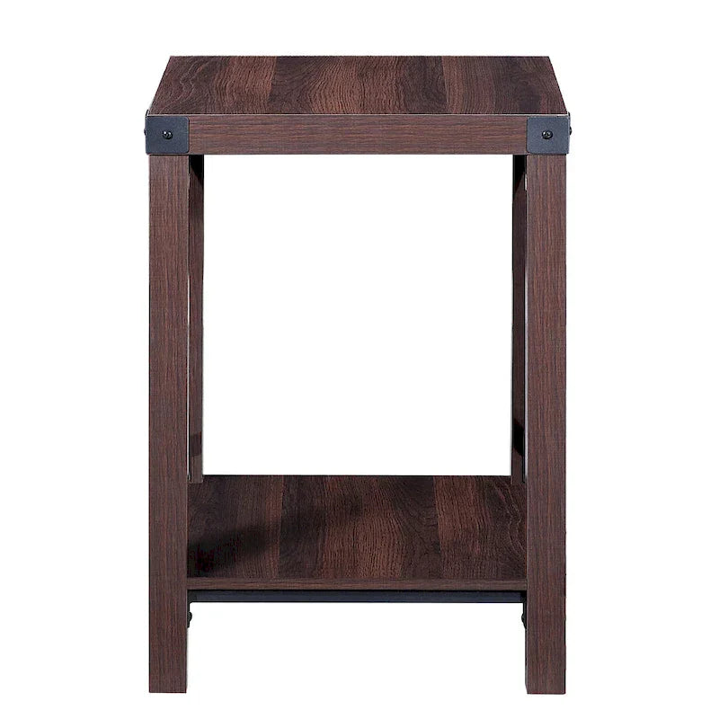 Ledel Rustic Farmhouse Accent End Table with Storage Shelf