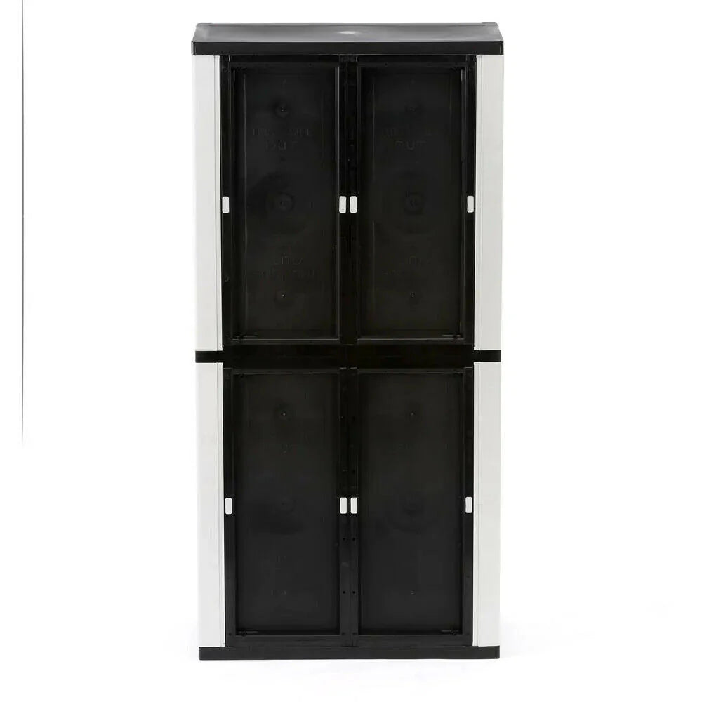 2025 Gray Plastic Freestanding Garage Cabinet, 35′′W x 71′′H x 18′′D, with Adjustable Shelves and Lockable Doors