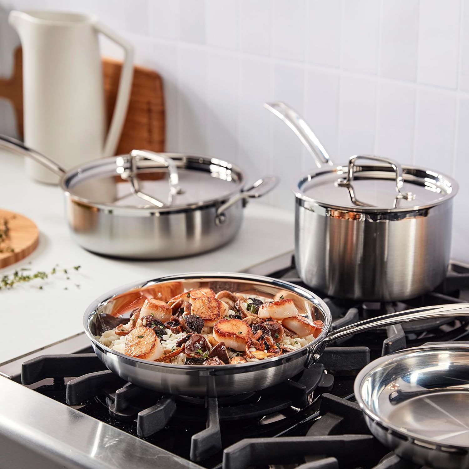 Cuisinart MultiClad Pro 13-Piece Stainless Steel Cookware Set, Silver