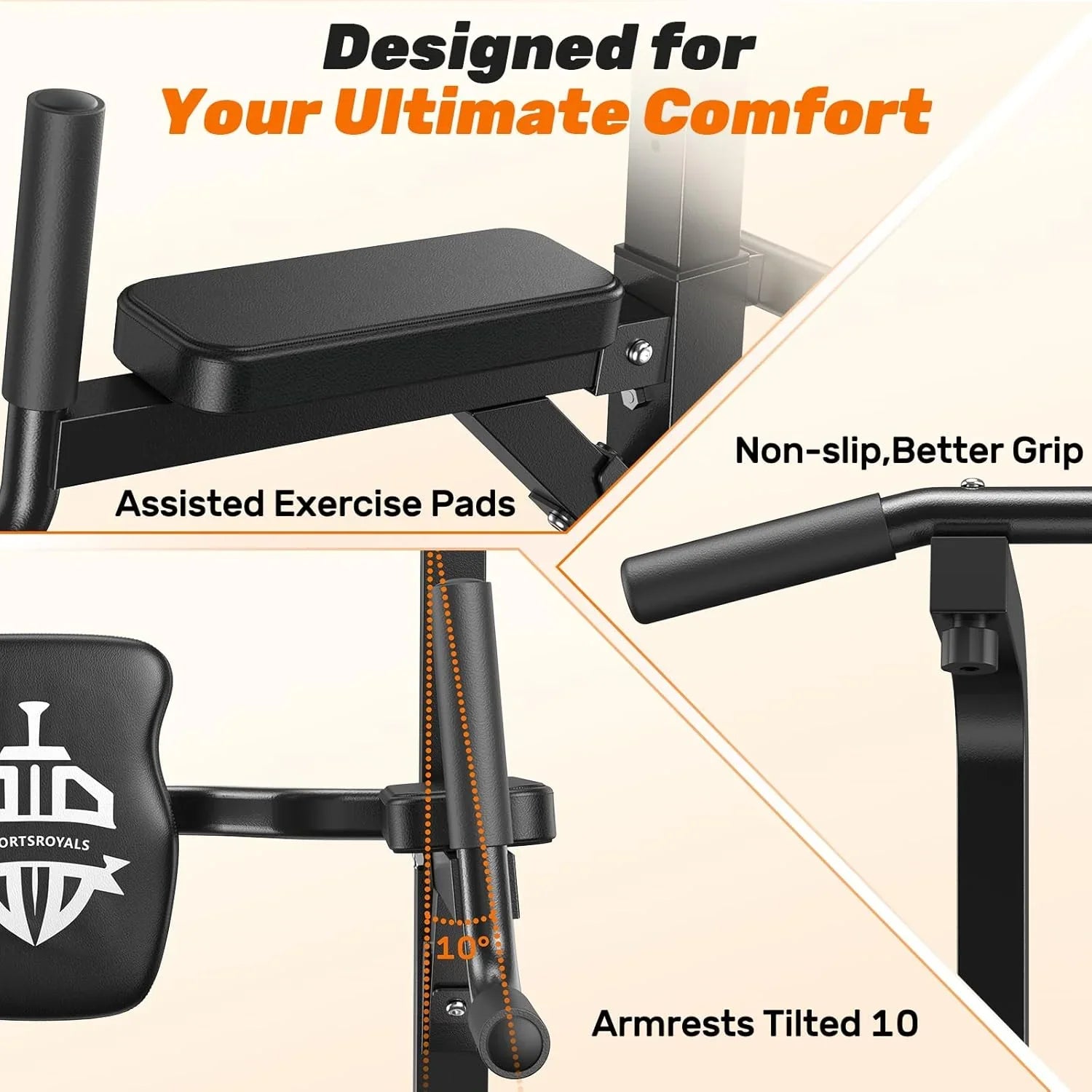 Sportsroyals Power Tower Pulp Up Bar Station, 450 lbs stable suspended immersion tilt station