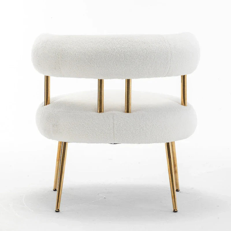 SEYNAR Contemporary Glam Upholstered Open-Back Accent Chair with Gold Legs