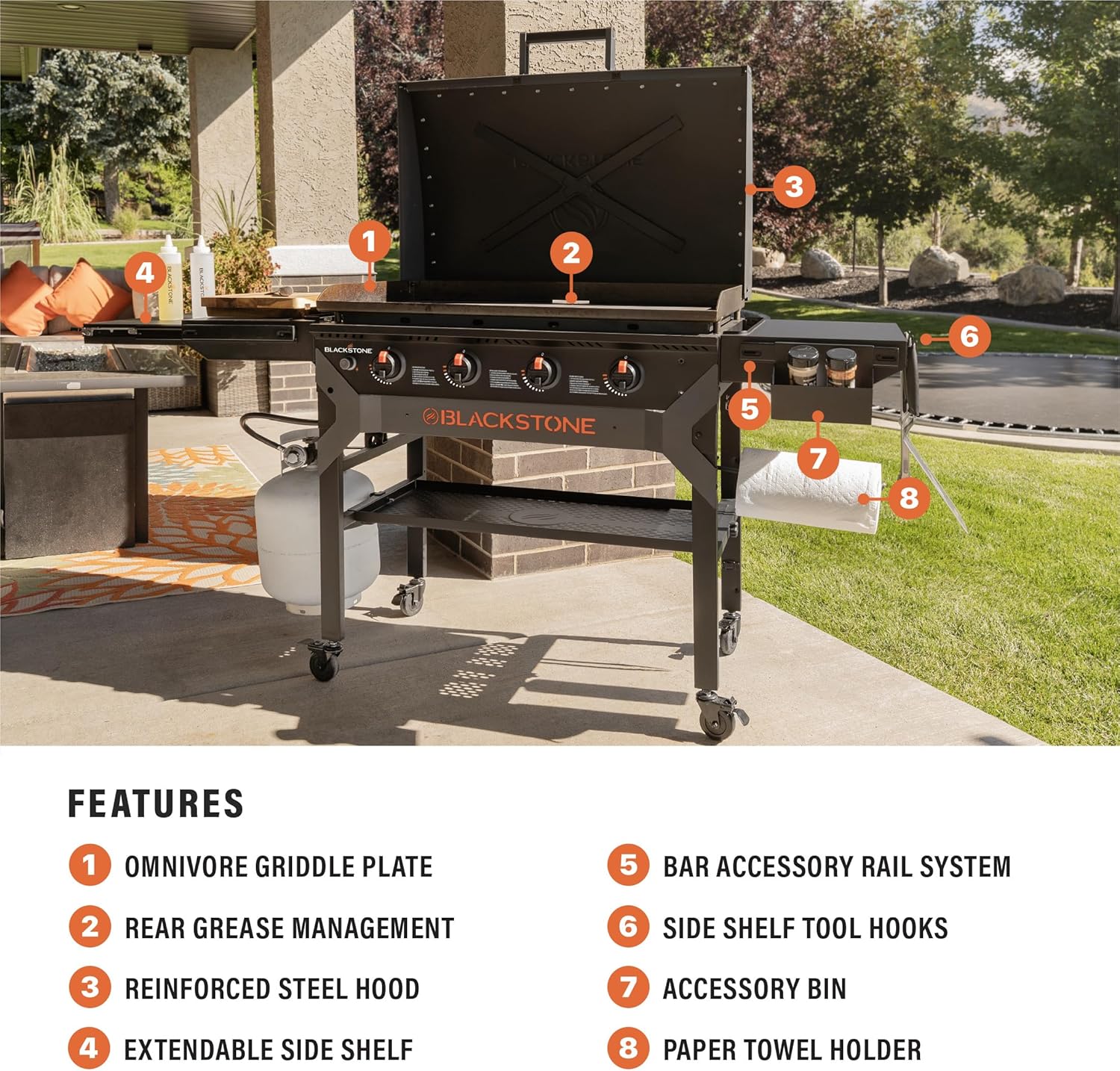 Iron-Forged 36" Omnivore Griddle �� Premium Powder-Coated Steel with Reinforced Hood, Black Finish