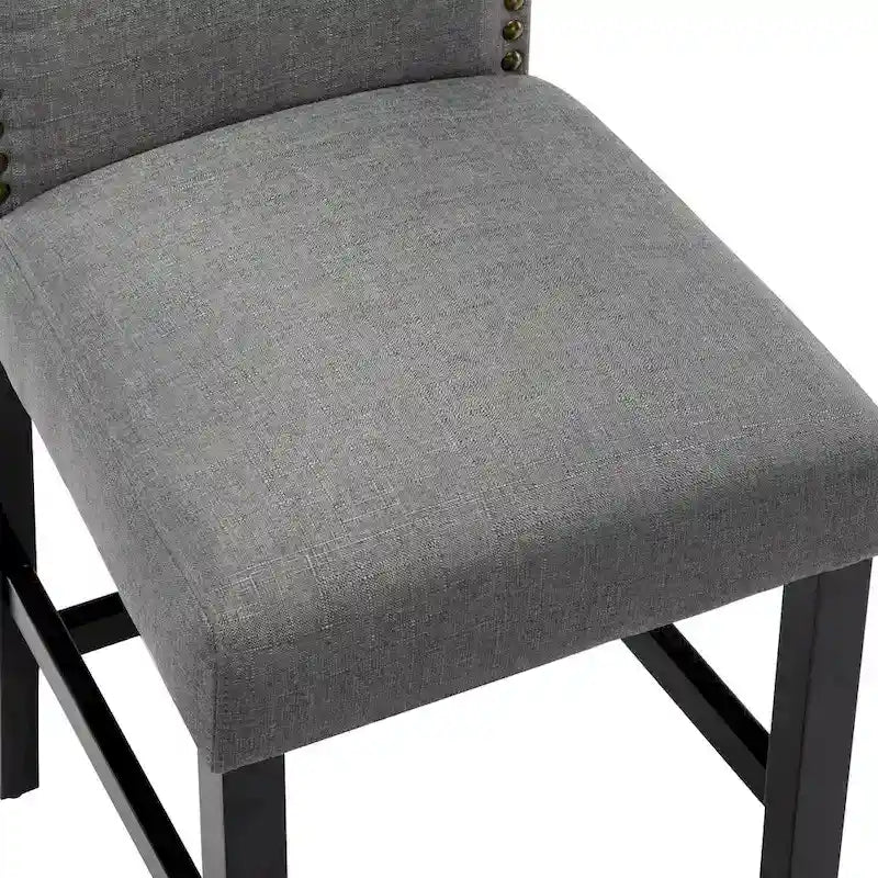 Set of 2 Counter Height Bar Stools with Back - 24-Inch Fabric Upholstered Design and Nailhead Trim