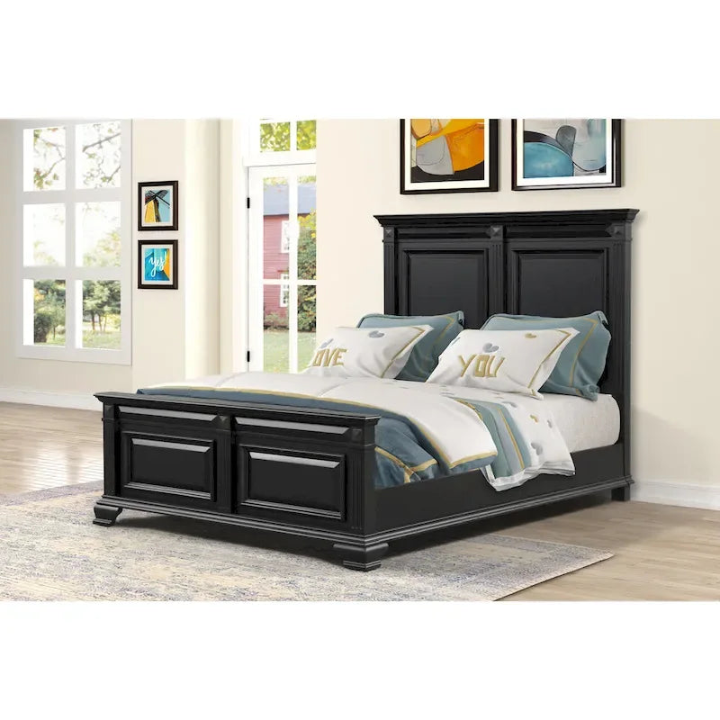 Roundhill Furniture Renova Vintage Black Wooden Bedroom Collection