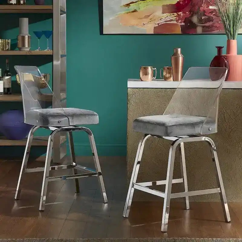 iNSPIRE Q Bold Lennox Velvet Counter Height Stools - Set of 2