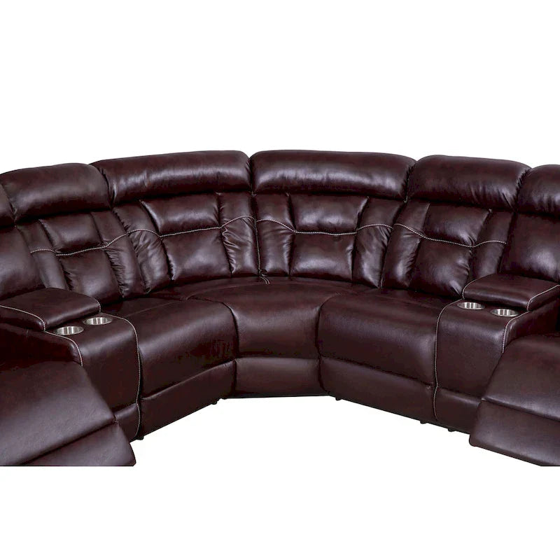 Mid-Century Modern Faux Leather Reclining Sectional Sofa