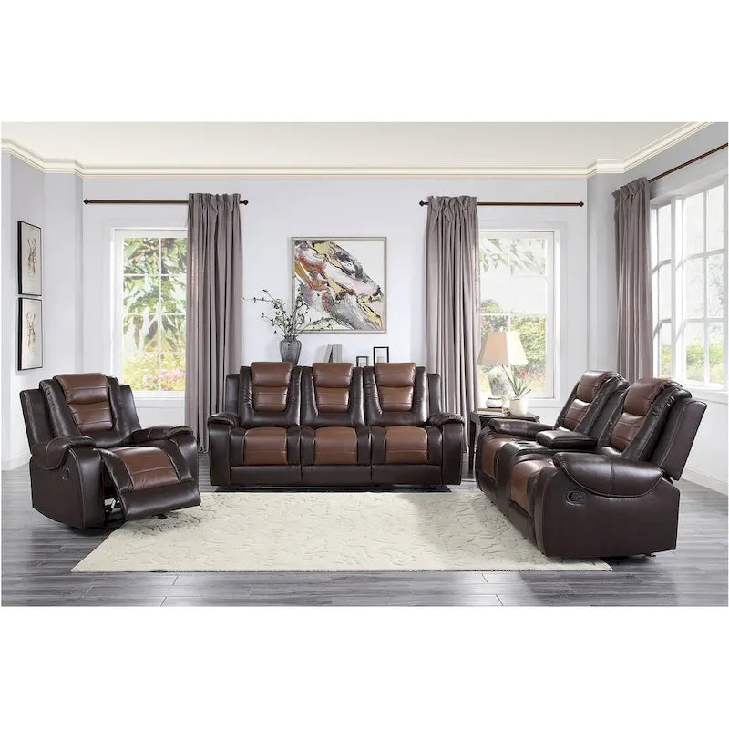 Grete Brown Luxury Faux Leather Living Room Collection
