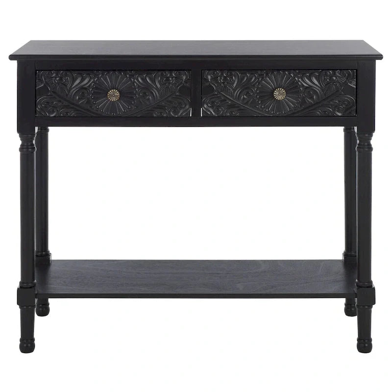 SAFAVIEH Leonia Console Table with 2 Drawers - Dimensions: 35.5" W x 13" L x 29.5" H