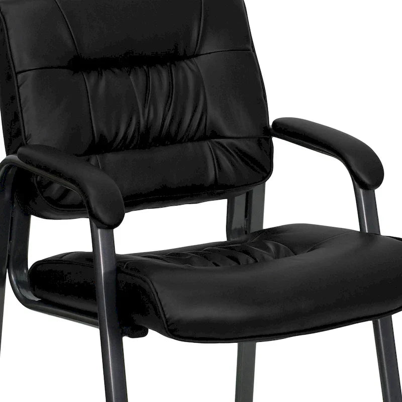 LeatherSoft Executive Lounge Chair with Titanium Gray Frame for Reception Areas