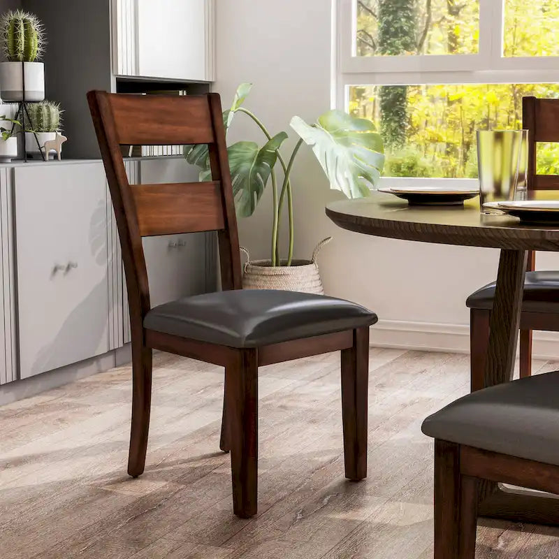 Set of 2 Paur Farmhouse Brown Wooden Dining Chairs by Furniture of America