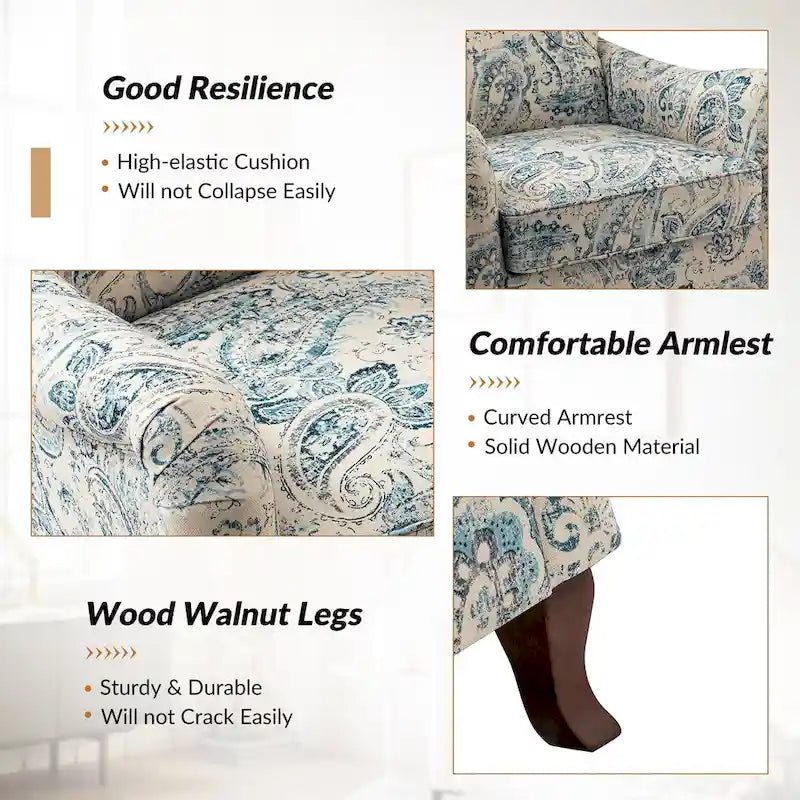 HULALA HOME Samouel Contemporary Floral Wingback Armchair