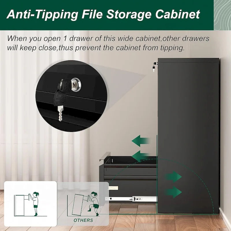 Metal Locking File Cabinet with 3 Drawers for Home Office