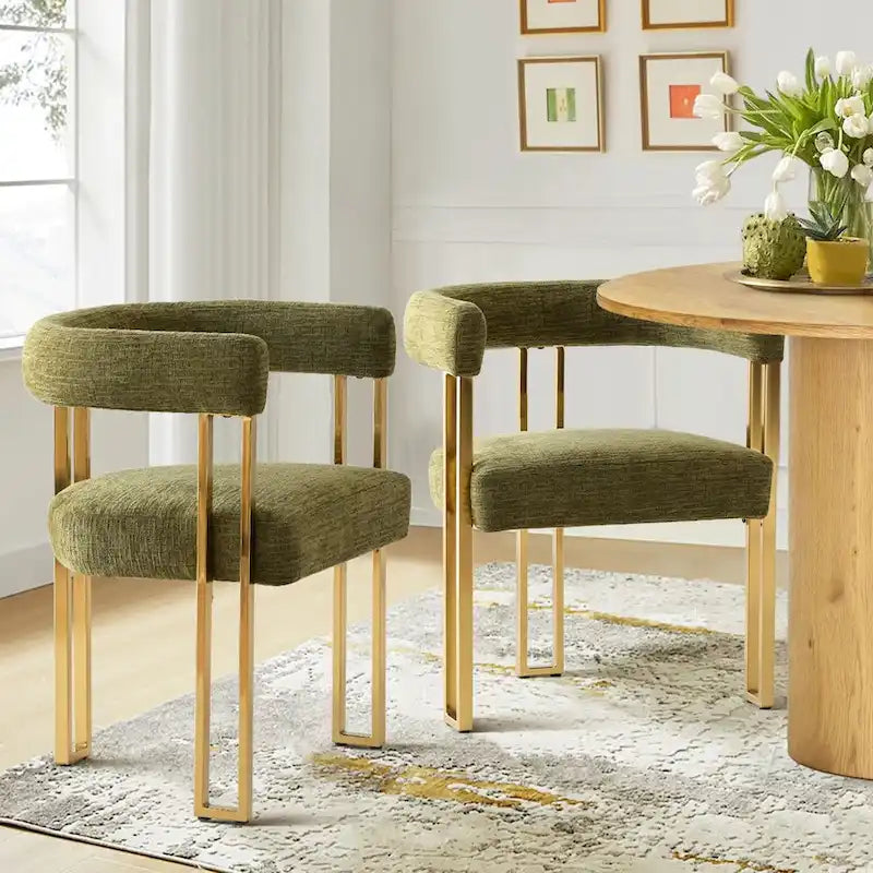 Set of 2 Chenille Upholstered Armchairs