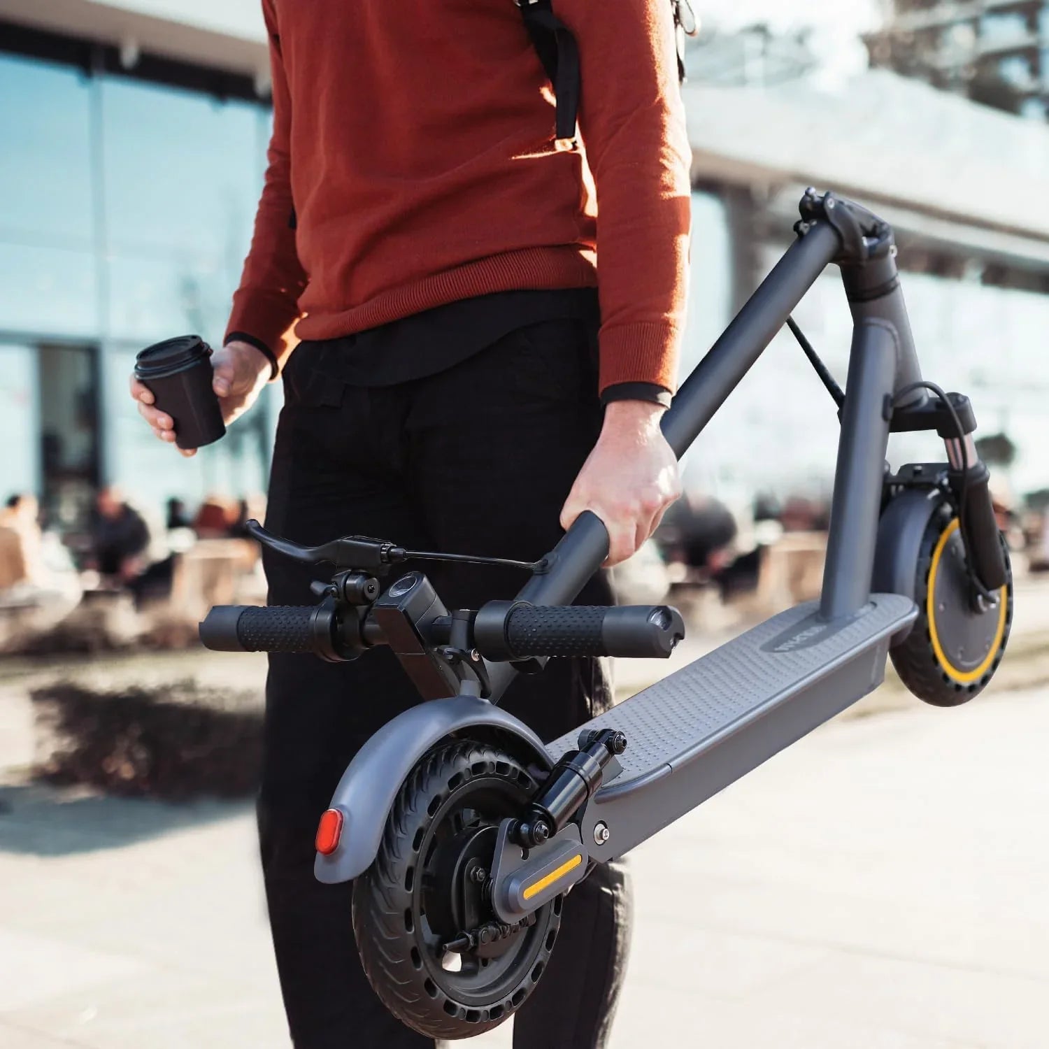 Electric Scooter, 350W/500W Powerful Motor, 8.5"/10" Solid Tires, 19/22Mph, 28/21/12 Miles Range,Dual Braking