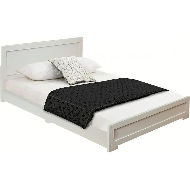HomeRoots White Solid & Manufactured Wood Queen Bed Frame