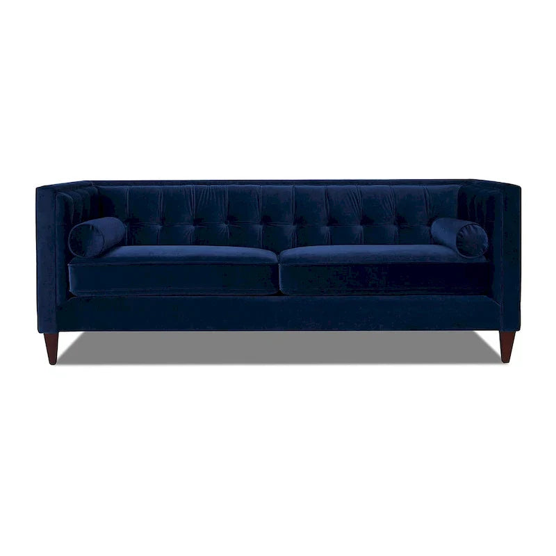 Jack 84 Mid-Century Modern Tuxedo Sofa with Decorative Bolster Pillows