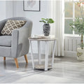 Roundhill Furniture Elysian Modern Round End Table with Storage Shelf