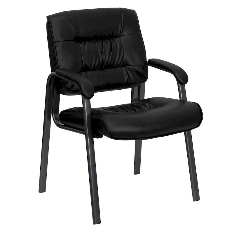 LeatherSoft Executive Lounge Chair with Titanium Gray Frame for Reception Areas