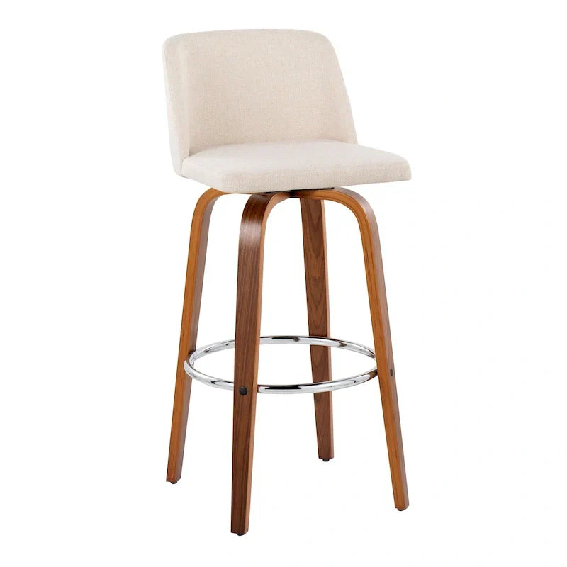 Set of 2 Carson Carrington Vallberga 30-Inch Fixed-Height Bar Stools with Walnut Wood Base